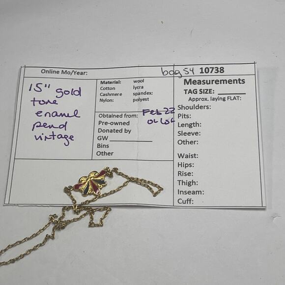 Gold tone enameled necklace costume jewelry vintage or vintage look green red - Picture 10 of 10